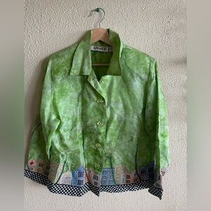 Anage Vibrant Green Artistic Blazer